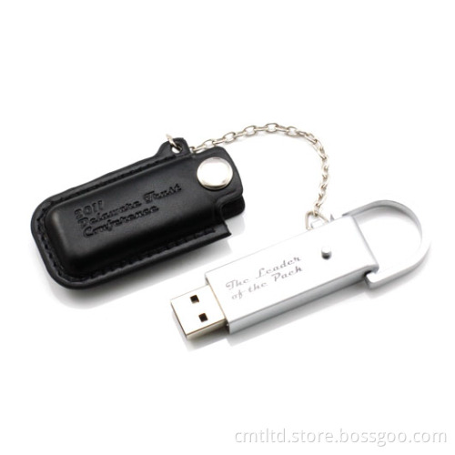 Best Promotional Gift Leather USB Flash Drives with Hot Stamping Logo (CMT-LE004)